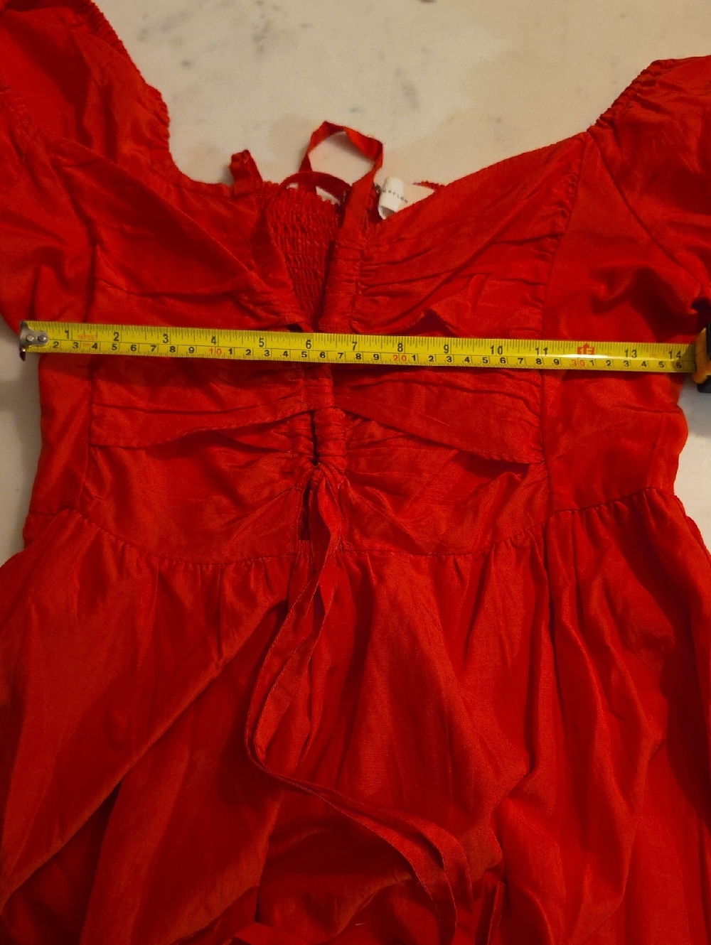 Loeffler Randall Yael Gathered Bodice Middy Dress In Poppy Size 2 - Picture 7 of 8